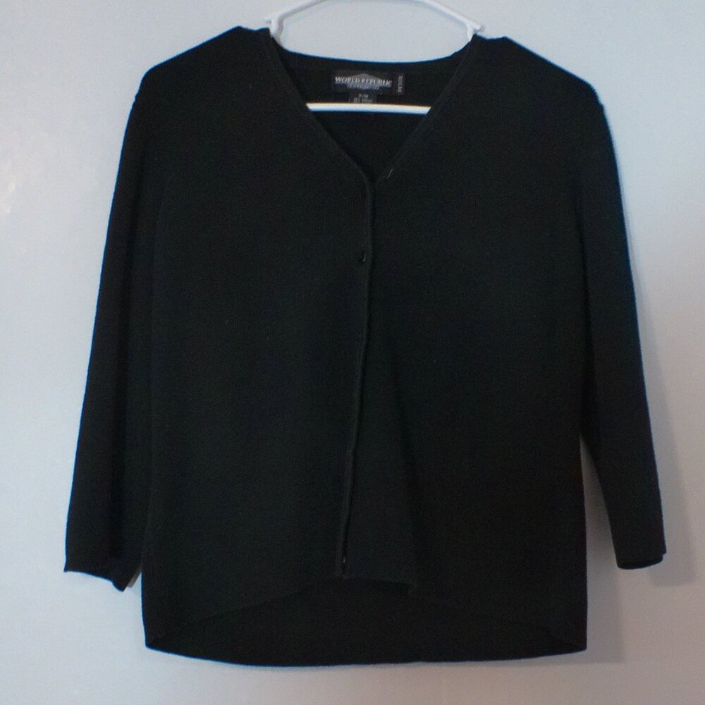 World Republic Clothing Co. Black Cardigan Sweater Petite Medium P/M Button